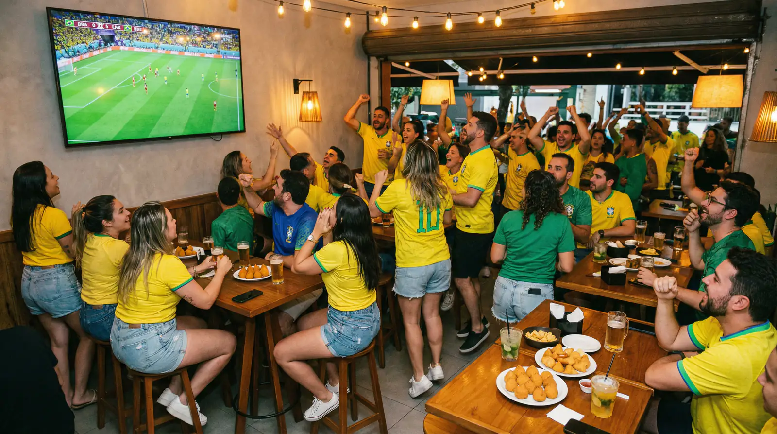 Torcedores brasileiros acompanhando jogo de futebol e apostas esportivas